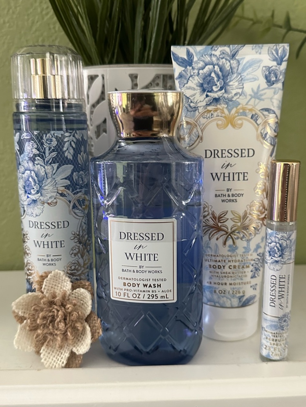 Bath & Body Works Dressed in White Body Wash & Cream Set - Blue, Gold, White